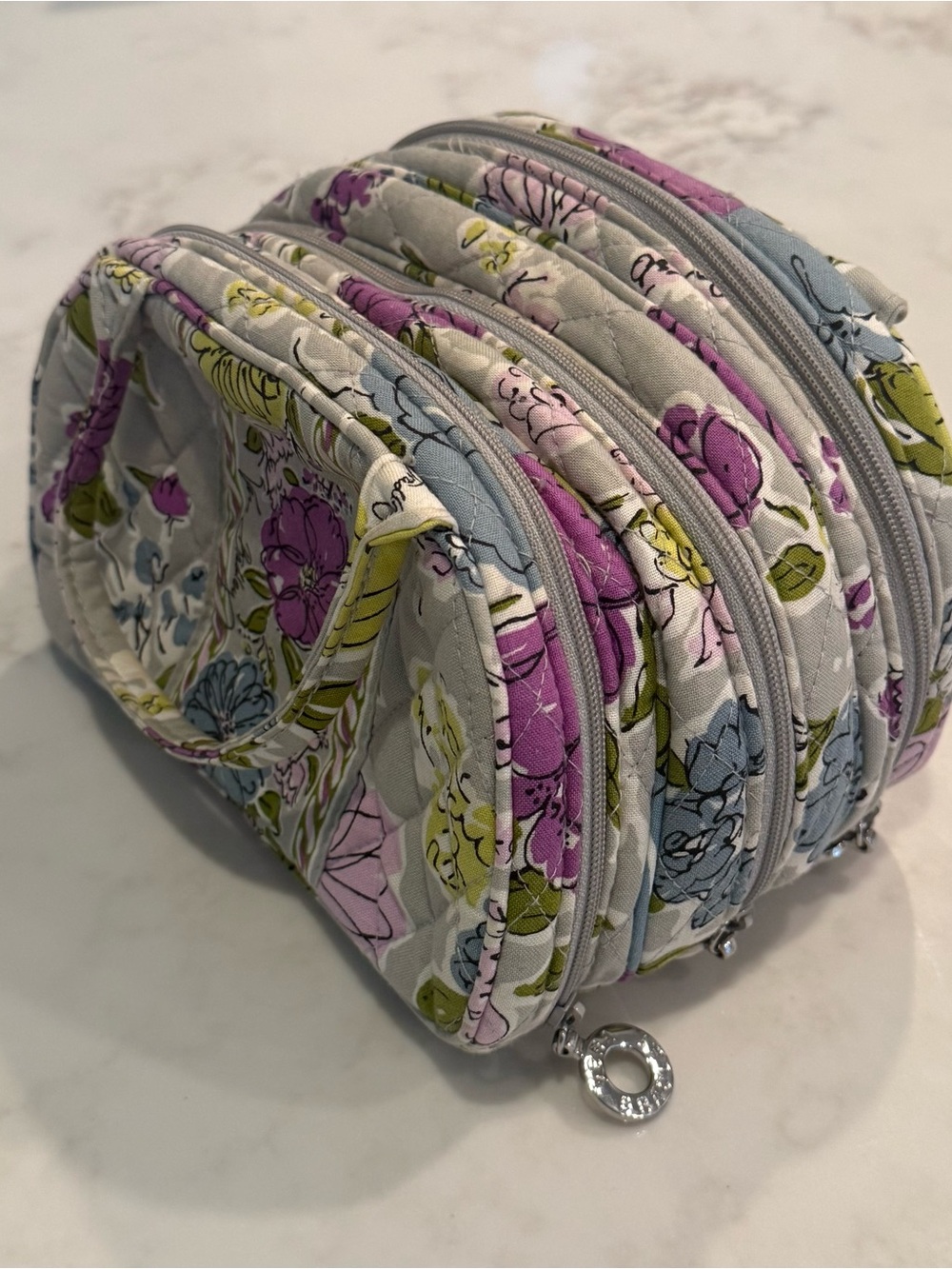 Vera Bradly Triple Compartment Makeup Travel Quilted Bag
